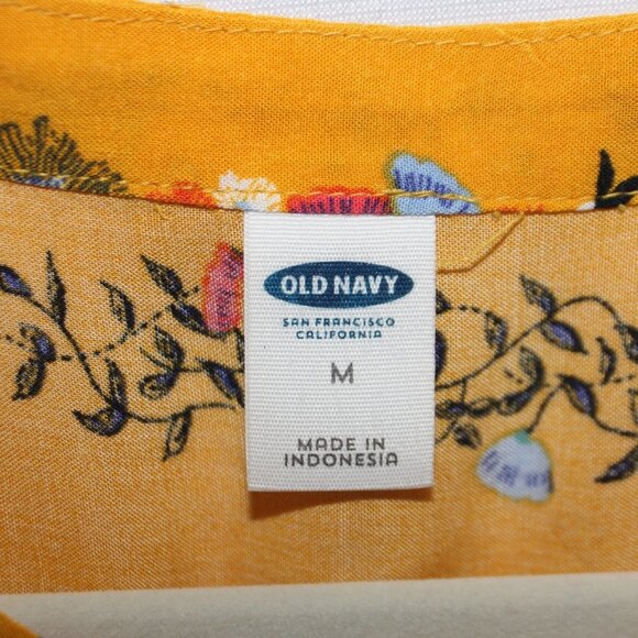 Old Navy Golden Yellow Floral Vertical Stripe Sleeveless Top - Picture 8 of 13